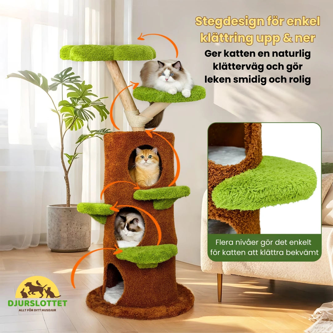 Klösträd i massivt trä Stegdesign för enkel klättring upp & ner - Djurslottet