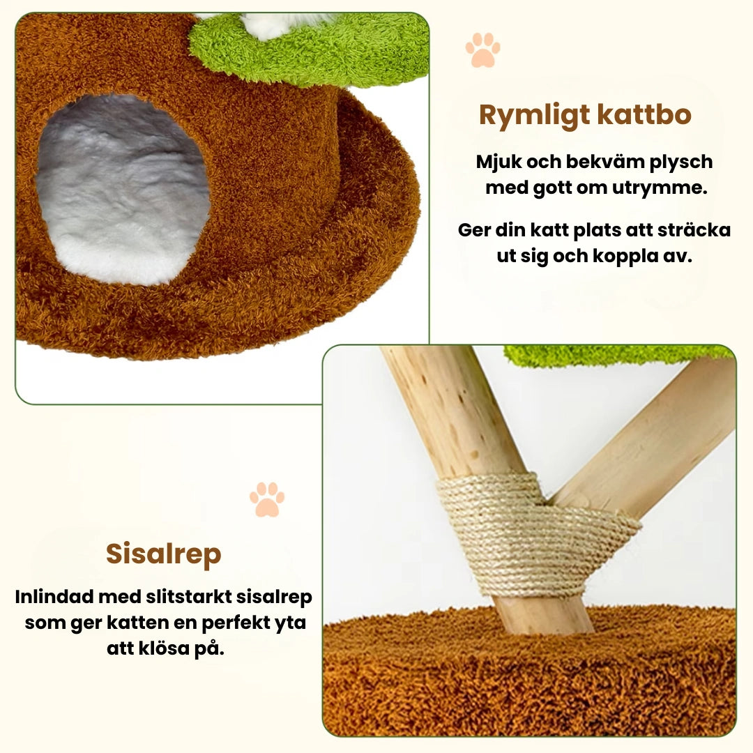 Klösträd i massivt trä sisalrep - Djurslottet