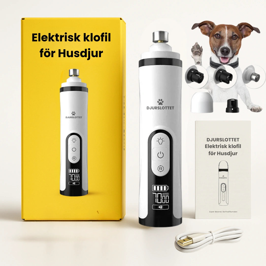 LED Elektrisk klofil för Husdjur Kloslip + 1 sliphuvud- Djurslottet