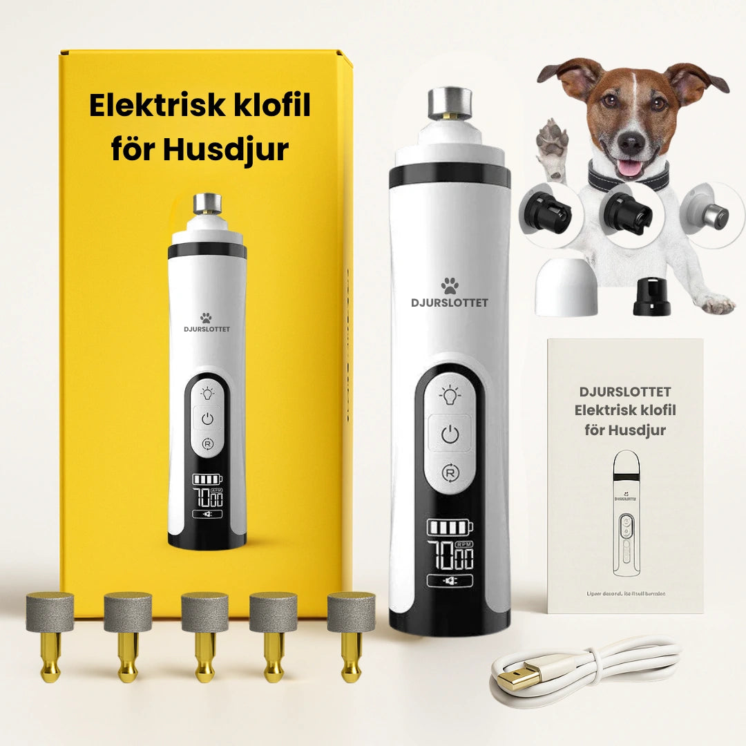 LED Elektrisk klofil för Husdjur Kloslip + 5 sliphuvud- Djurslottet