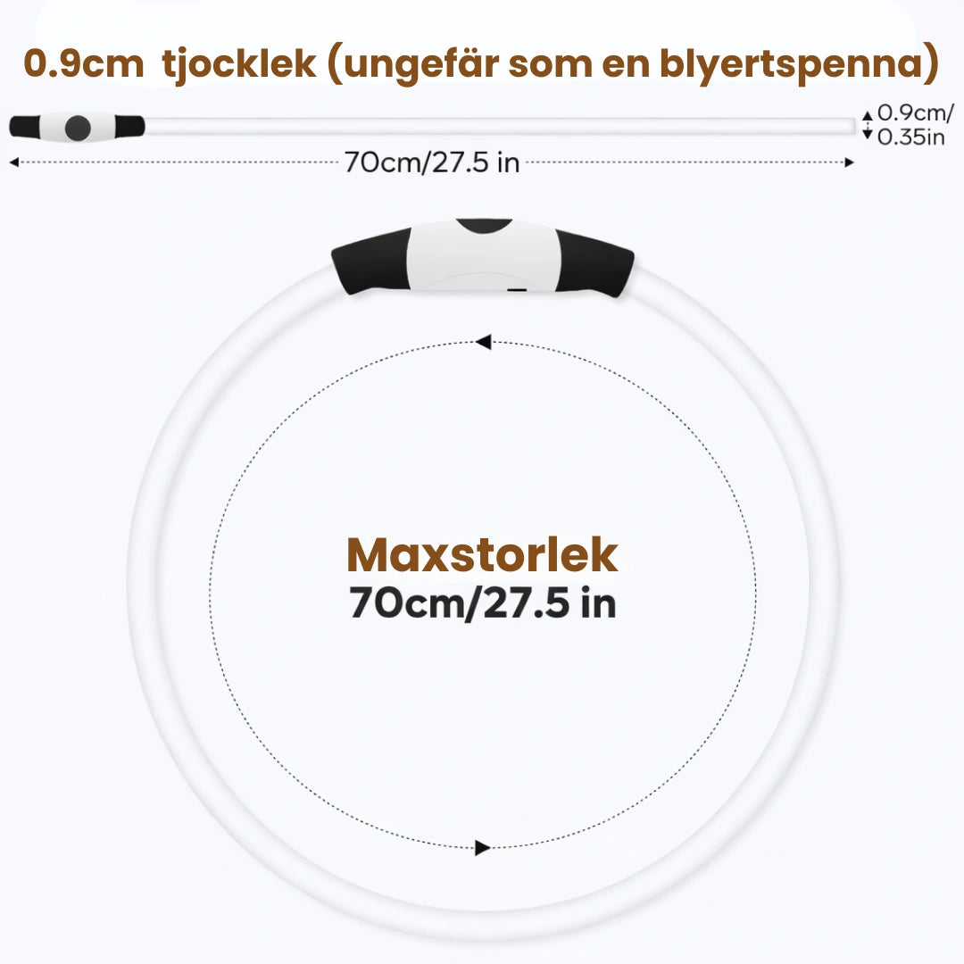 LED Halsband för Hund & Katt 0.9cm  tjocklek (ungefär som en blyertspenna) - Djurslottet