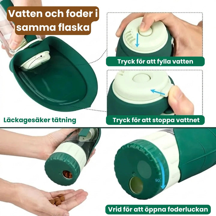 Leaf Flaska Vatten och foder i samma flaska - Djurslottet
