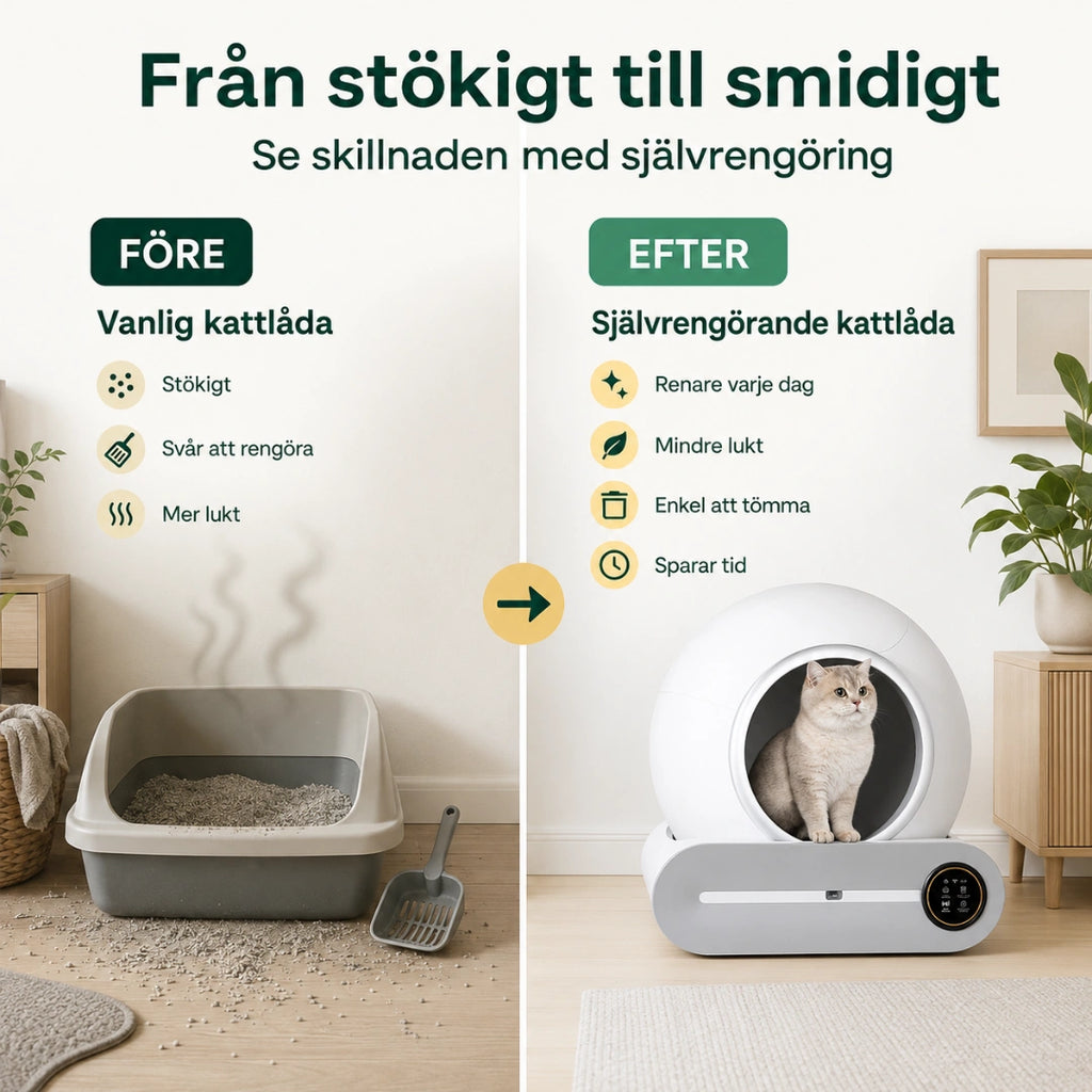 Litterluxe Pro Självrengörande Kattlåda efter - Djurslottet