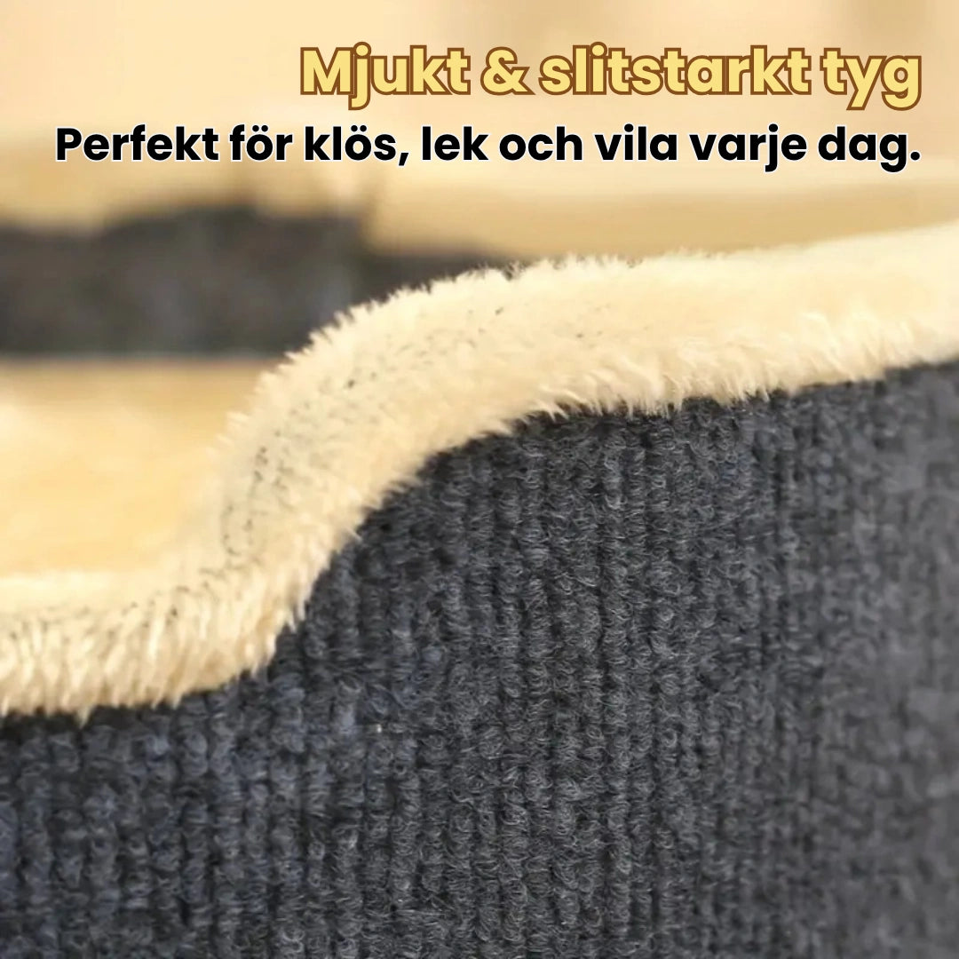 Lunatto Katthus 3-våningar med klös Mjukt & slitstarkt tyg - Djurslottet