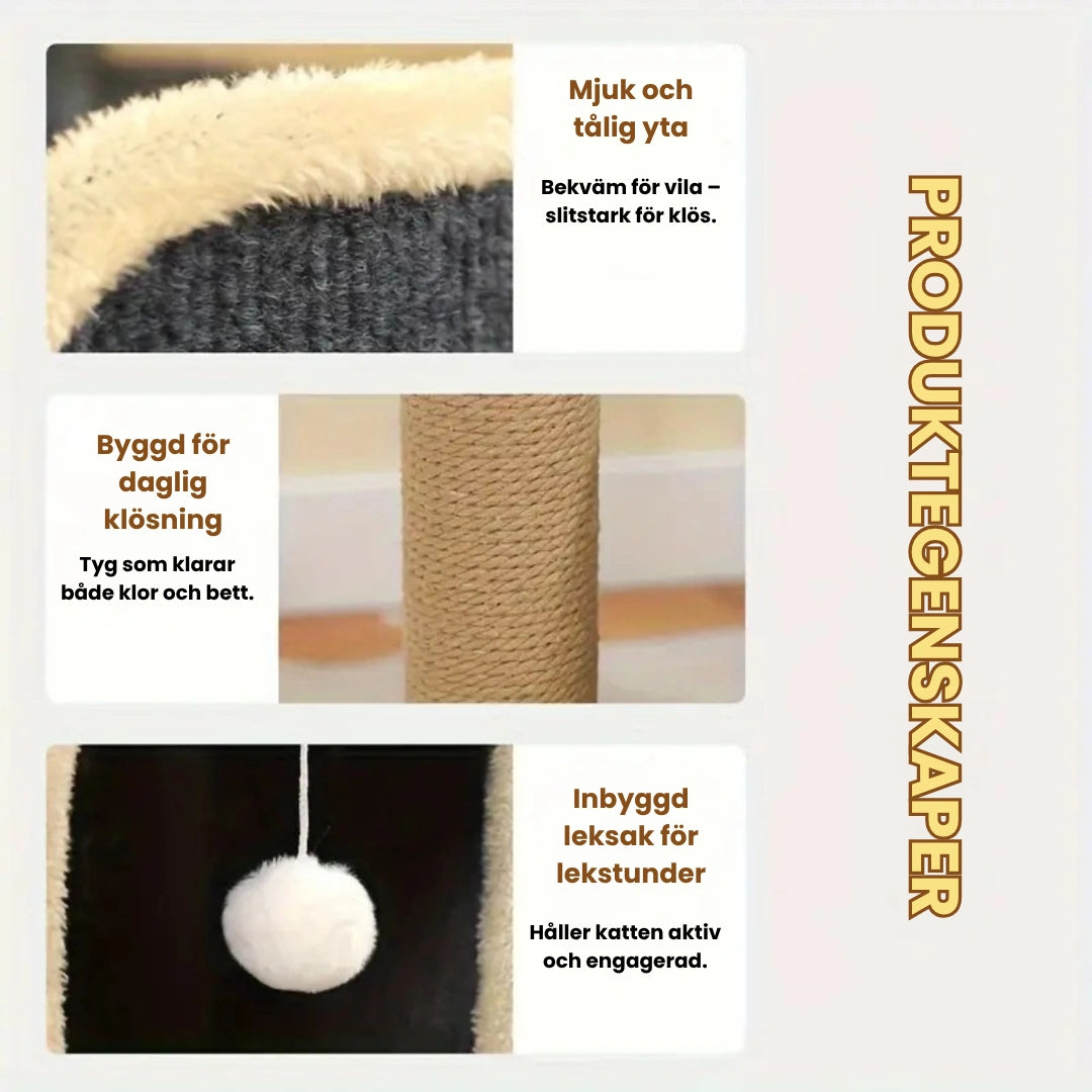 Lunatto Katthus 3-våningar med klös PRODUKTEGENSKAPER - Djurslottet