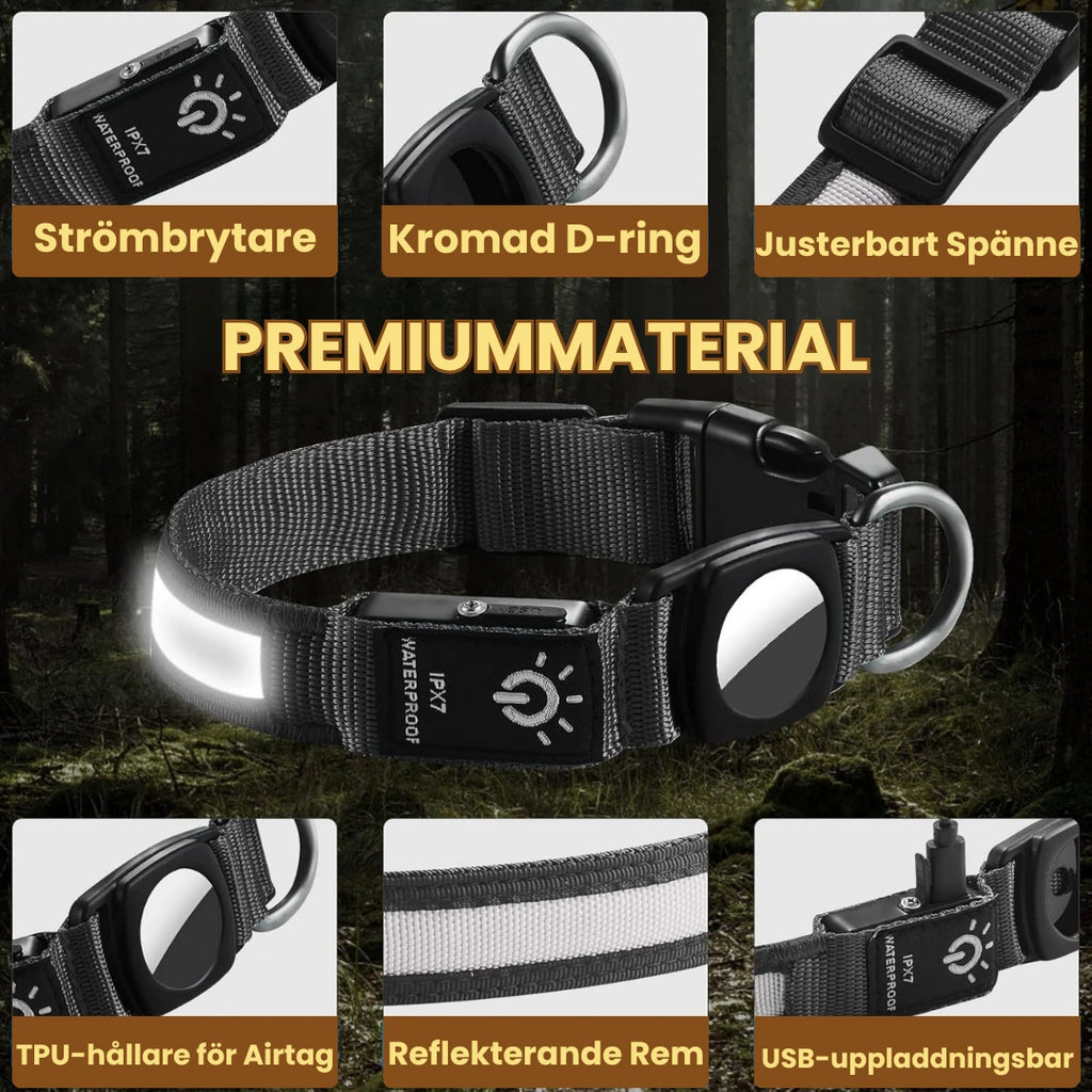Lysande Airtag halsband För hundar Premiummaterial - Djurslottet