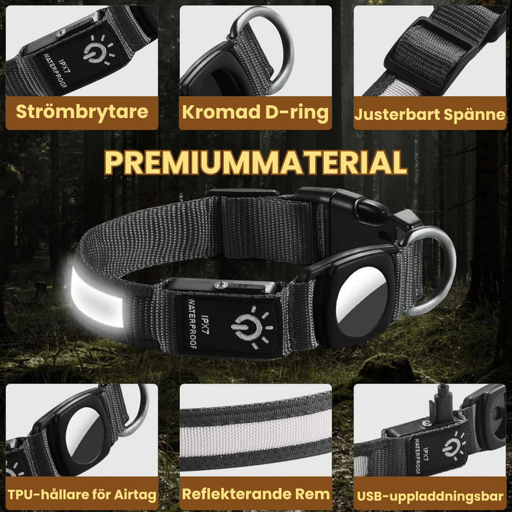 Lysande Airtag halsband För hundar Premiummaterial - Djurslottet