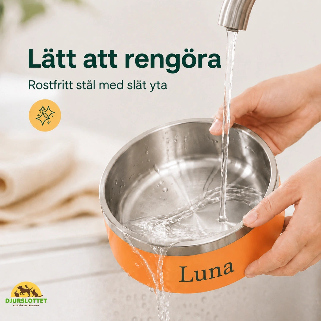 Matskålen sköljs ren under kranen - Djurslottet