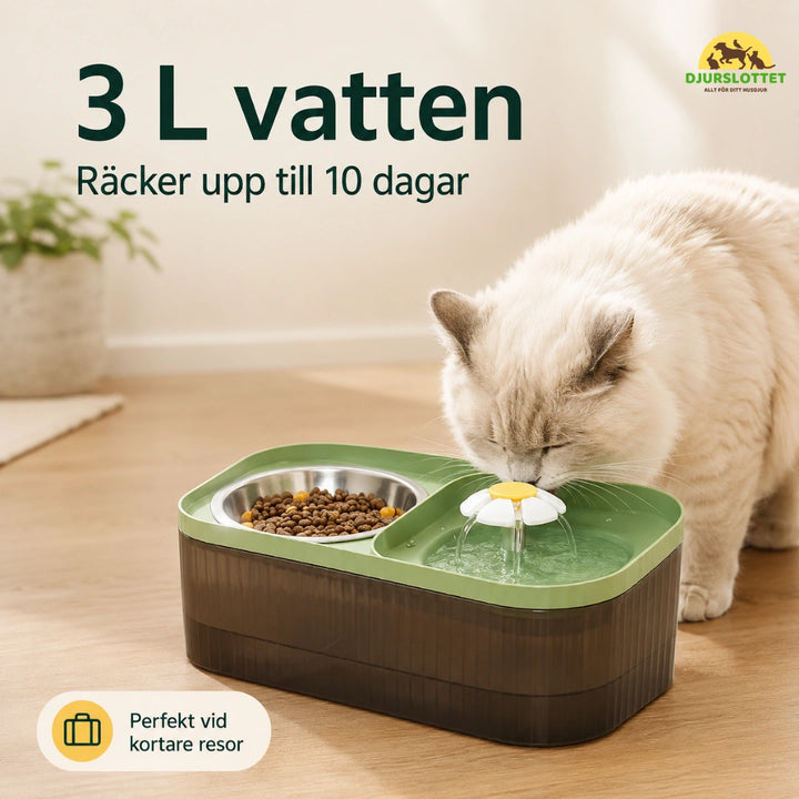 MealStream Vattenfontän med Matskål 3l vatten - Djurslottet