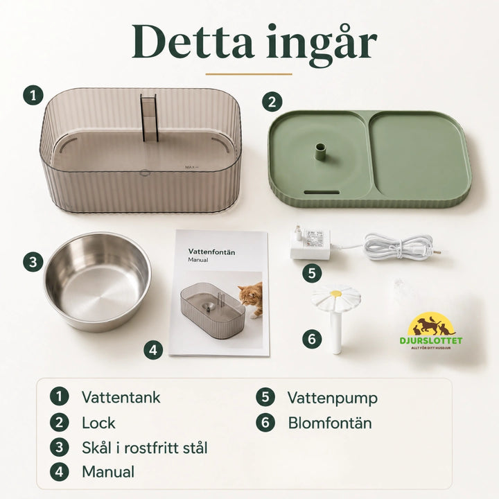 MealStream Vattenfontän med Matskål detta ingar - Djurslottet
