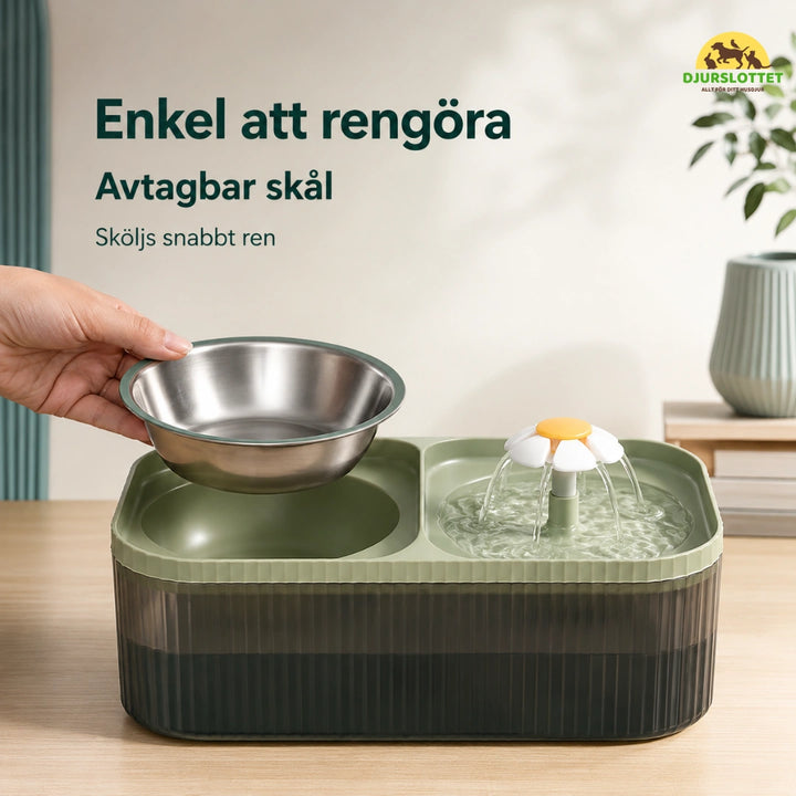 MealStream Vattenfontän med Matskål enkel att rengora - Djurslottet
