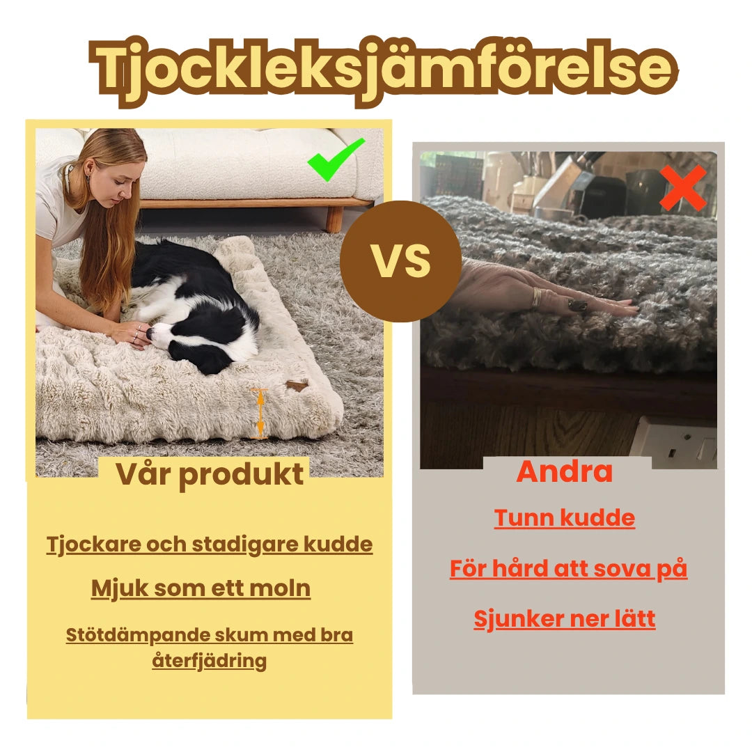 Mjuk hundmadrass för stora och små hundar Tjockleksjämförelse - Djurslottet