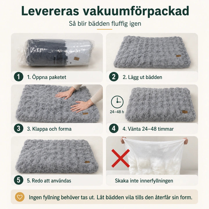 Mjuk hundmadrass levereras vakuumforpackad  - Djurslottet