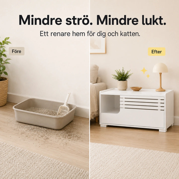 PawHut 2-i-1 Kattlådeskåp ger en renare och mer diskret kattplats - Djurslottet