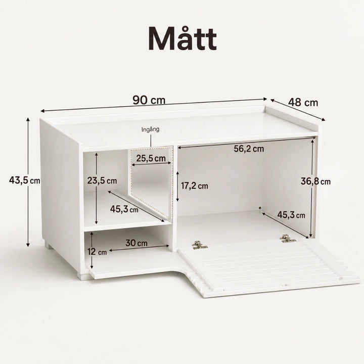 PawHut 2-i-1 Kattlådeskåp mått 90 x 48 x 43,5 cm - Djurslottet