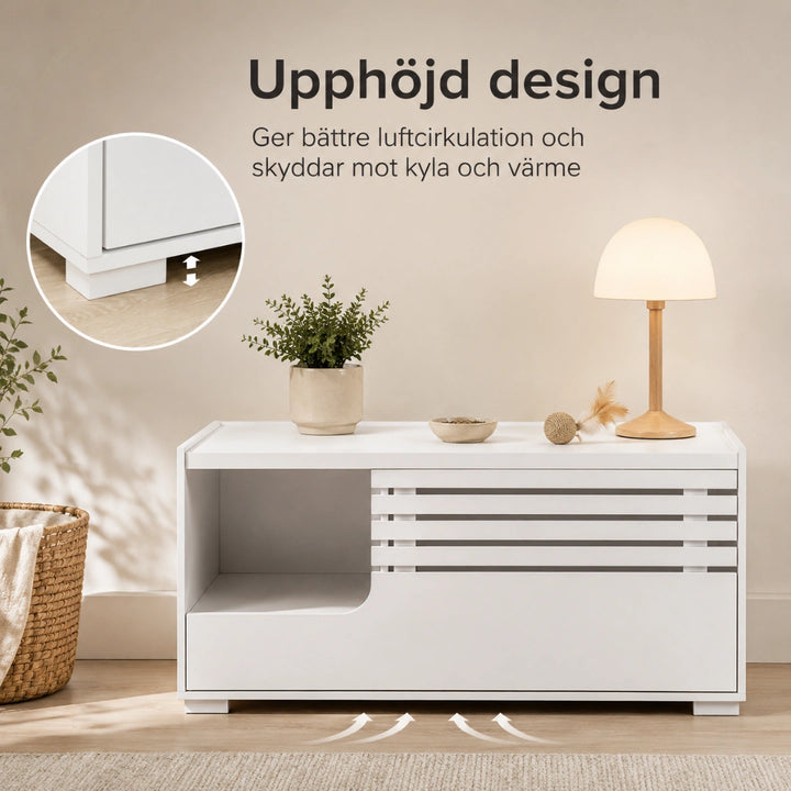 PawHut 2-i-1 Kattlådeskåp med upphöjd design för bättre ventilation - Djurslottet