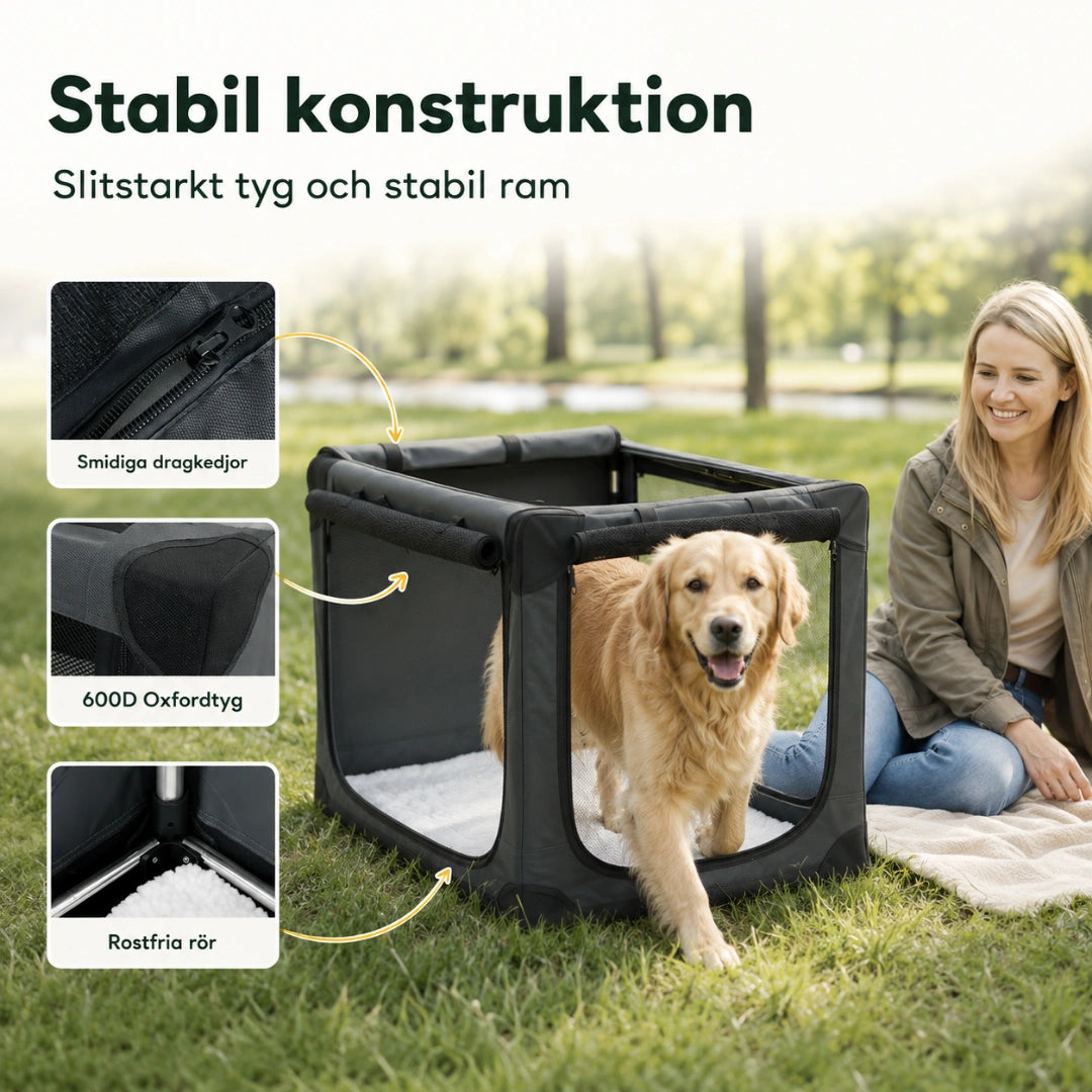Stabil konstruktion med stålram och 600D Oxfordtyg - Djurslottet