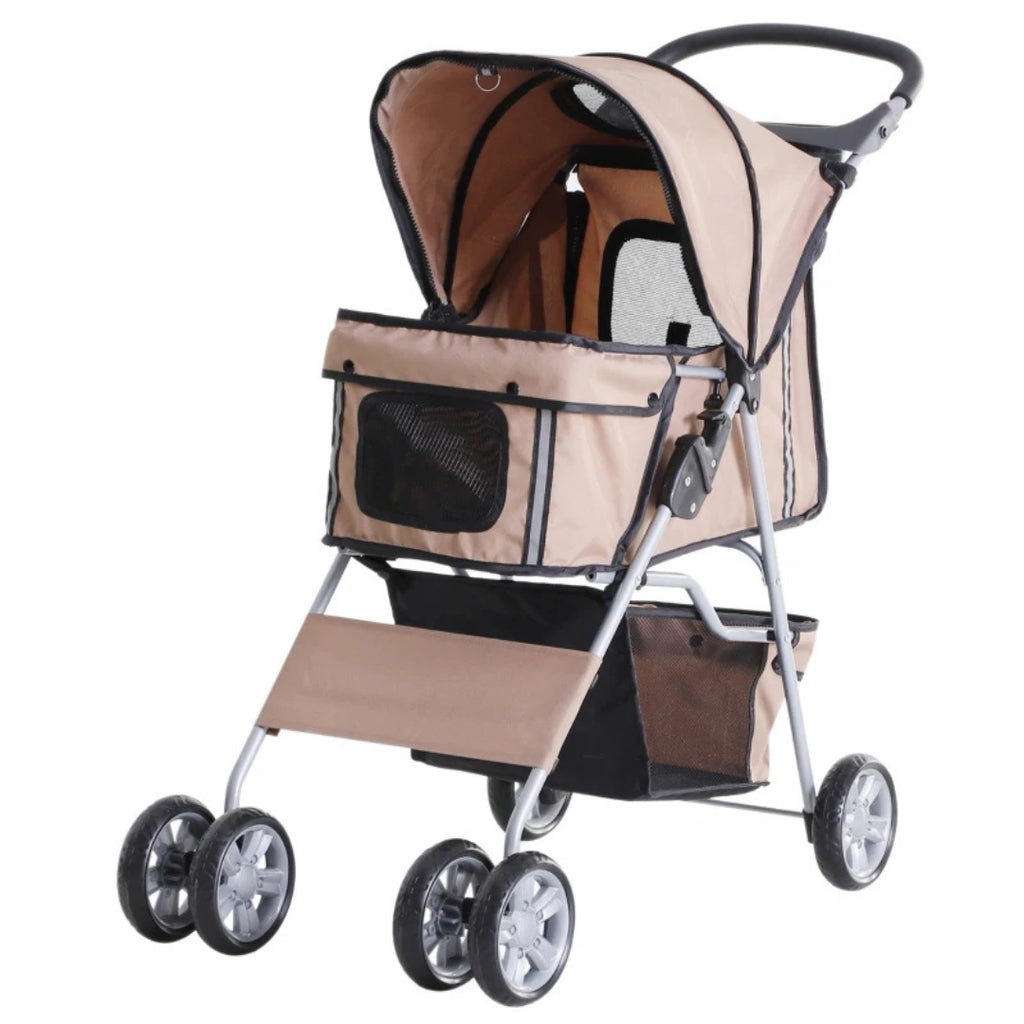 PawHut Hopfällbar Djurvagn beige variant produktbild - Djurslottet