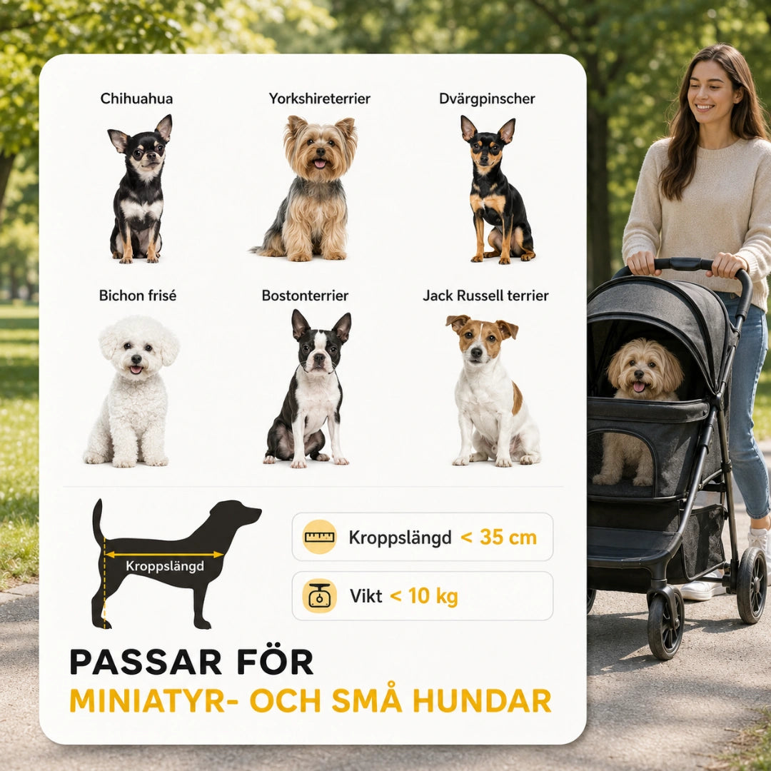 PawHut Hopfällbar Djurvagn passar för små hundar och katter - Djurslottet