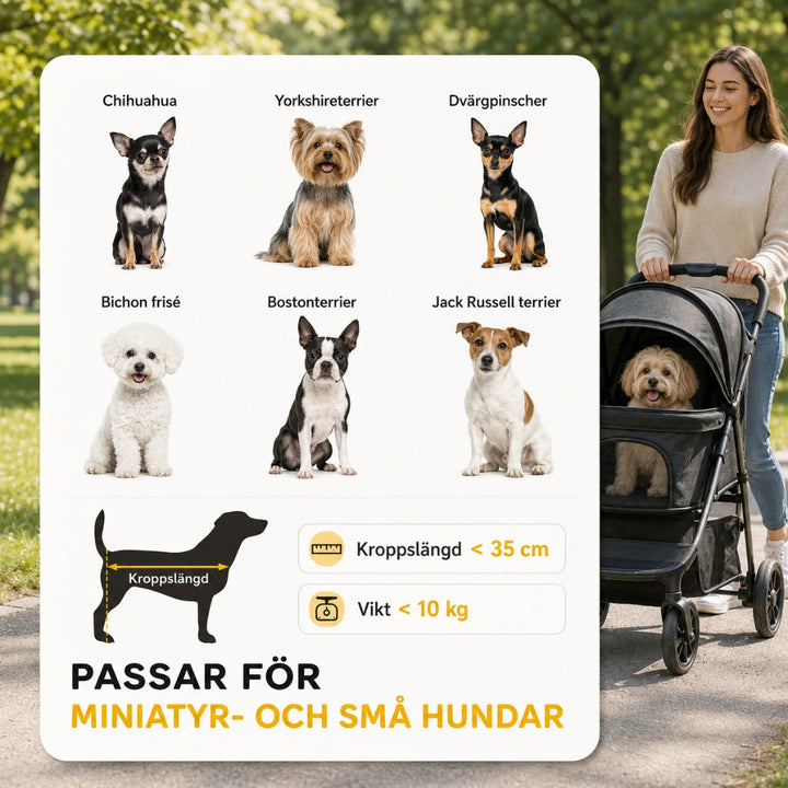PawHut Hopfällbar Djurvagn passar för små hundar och katter - Djurslottet