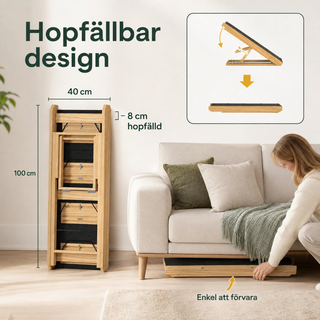 Hopfällbar hundtrappa som sparar plats - Djurslottet