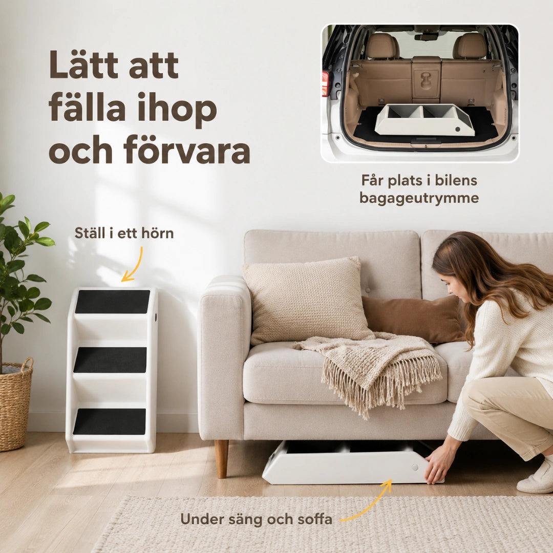PawHut hopfällbar hundtrappa lätt att fälla ihop - Djurslottet