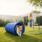 PawHut Agility Träningsset Hund 4-i-1 med tunnel slalom och hinder - Djurslottet