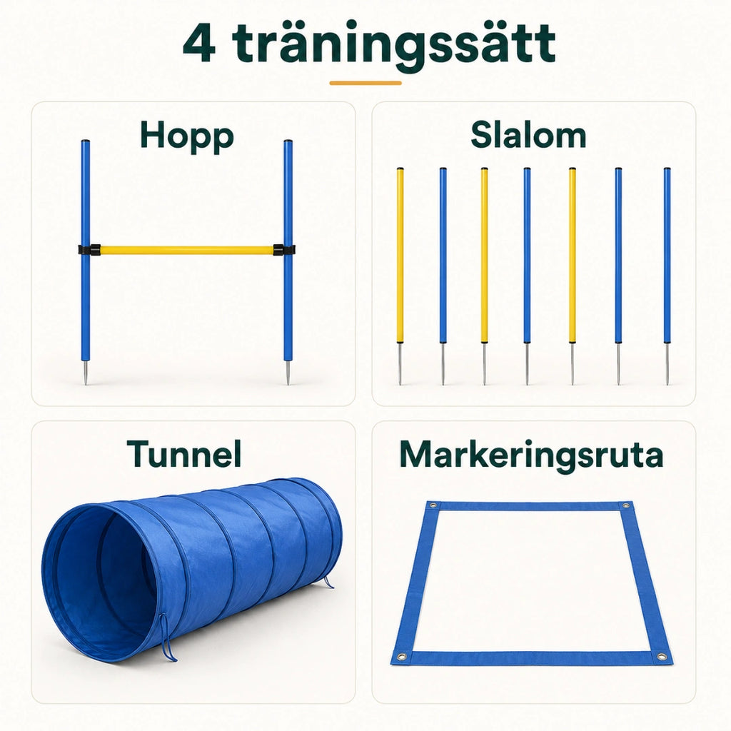 PawHut Agility Träningsset Hund hund springer genom tunneln - Djurslottet
