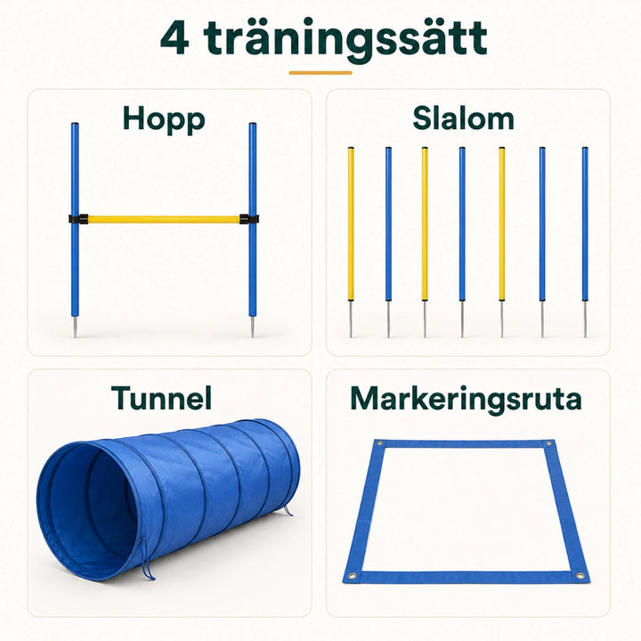 PawHut Agility Träningsset Hund hund springer genom tunneln - Djurslottet