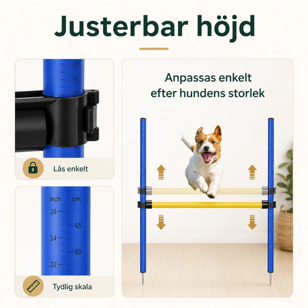 PawHut Agility Träningsset Hund justerbart hopphinder - Djurslottet