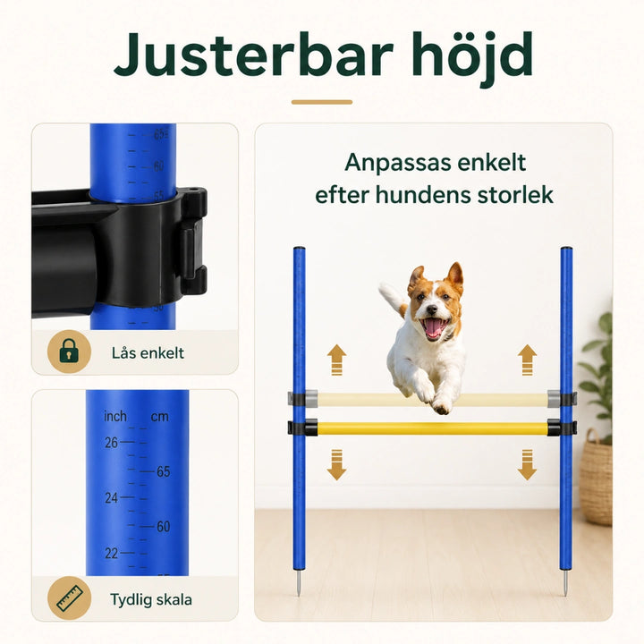 PawHut Agility Träningsset Hund justerbart hopphinder - Djurslottet