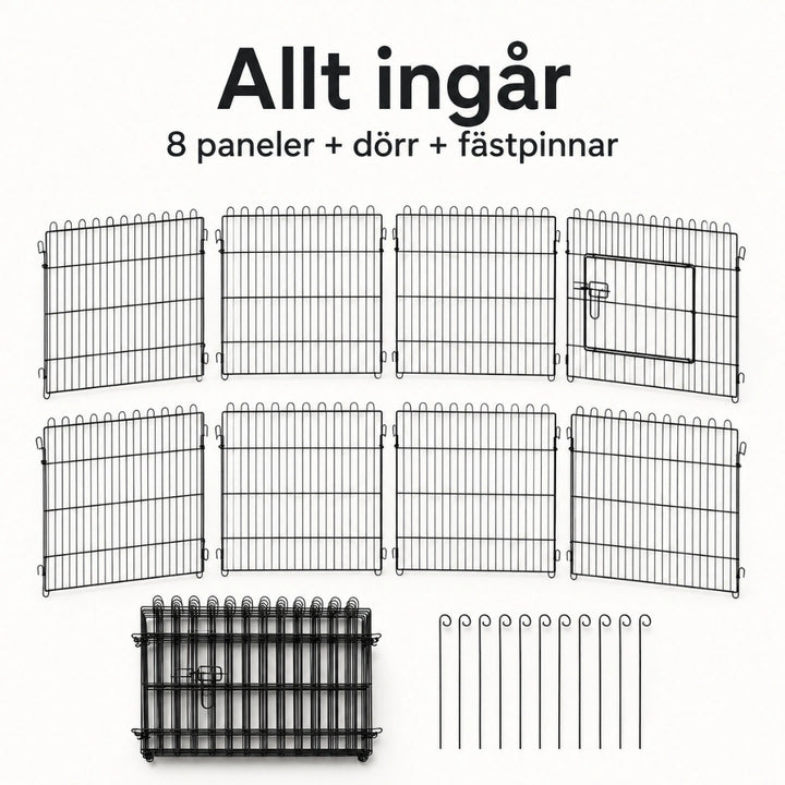 PawHut valphage med paneler och markpinnar som ingår - Djurslottet