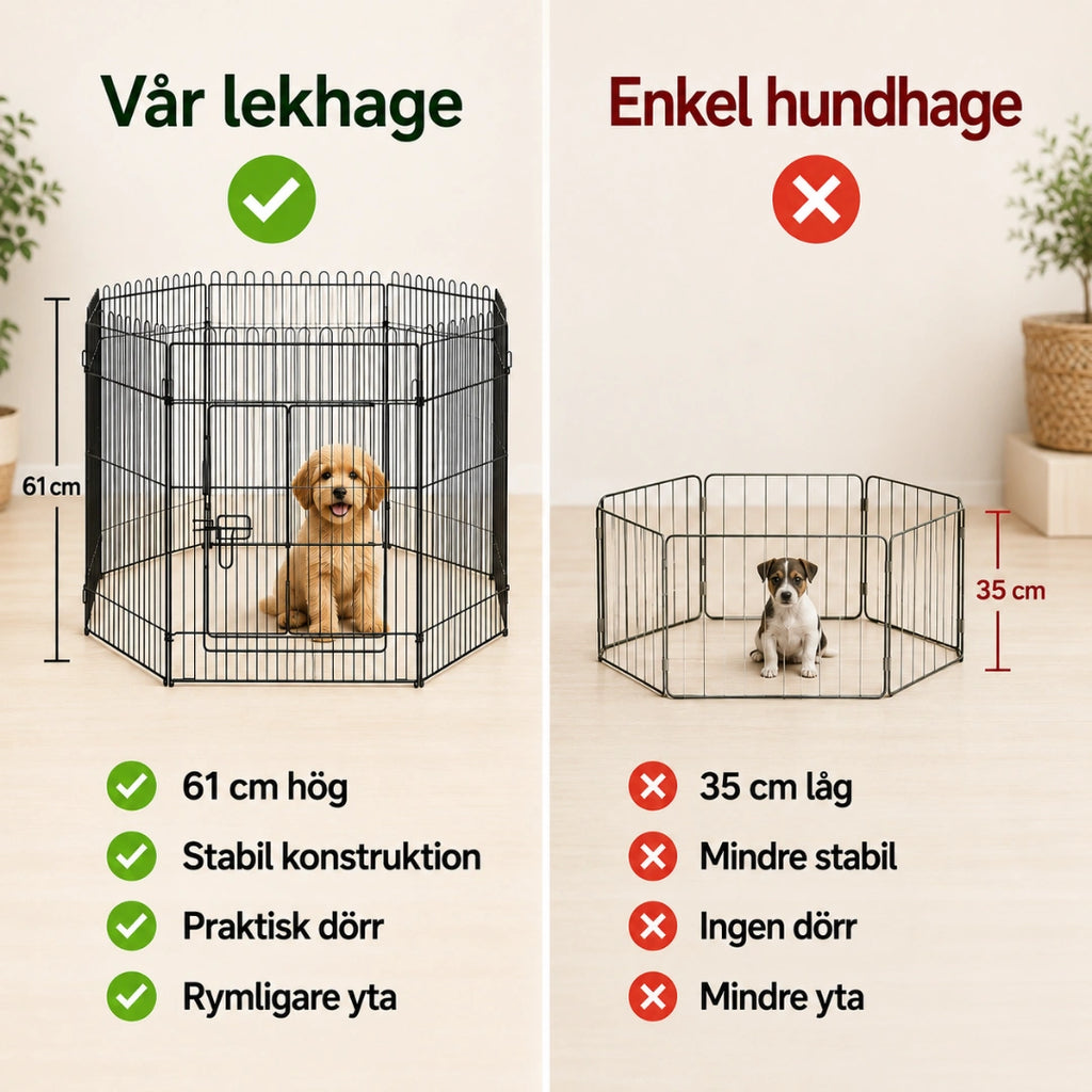 PawHut valphage 61 cm hög med 8 paneler - Djurslottet