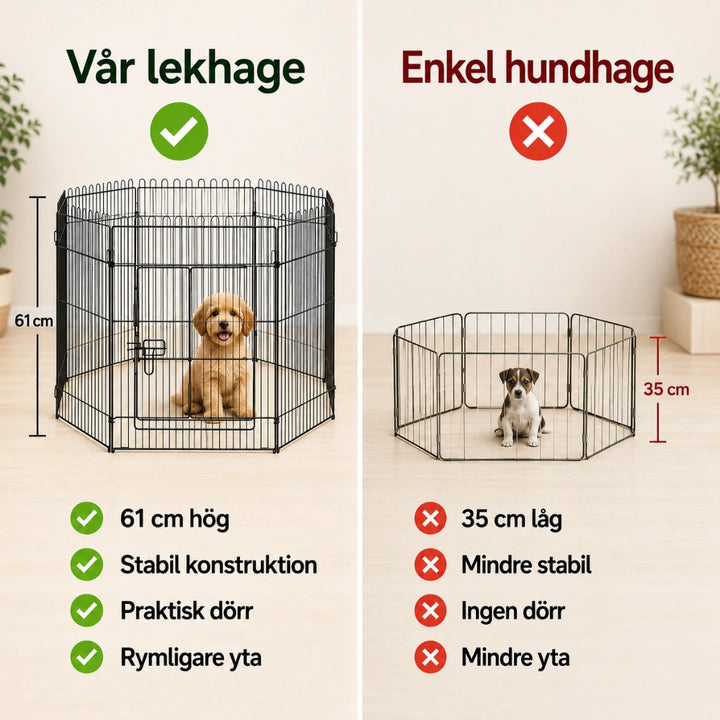 PawHut valphage 61 cm hög med 8 paneler - Djurslottet