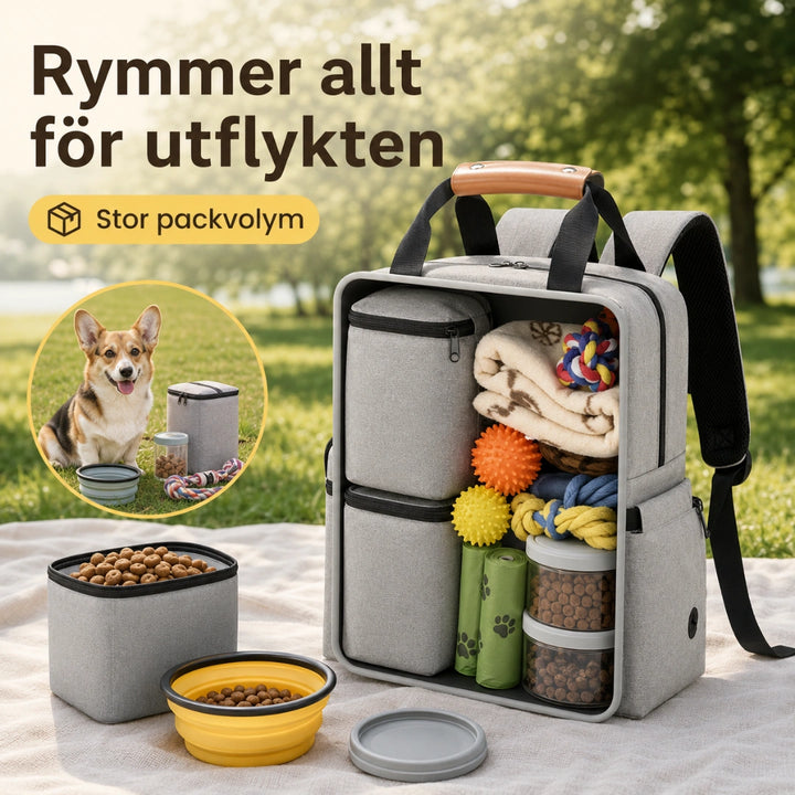 PawsPack Förvaringsryggsäck rymligt huvudfack 25 liter - Djurslottet