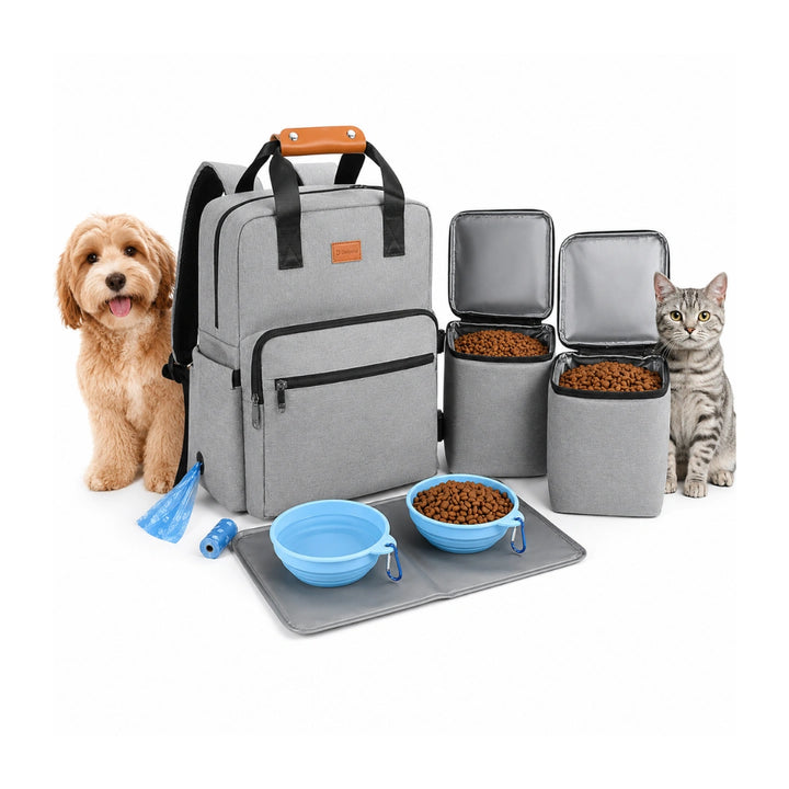 PawsPack Förvaringsryggsäck för husdjur produktbild grå - Djurslottet