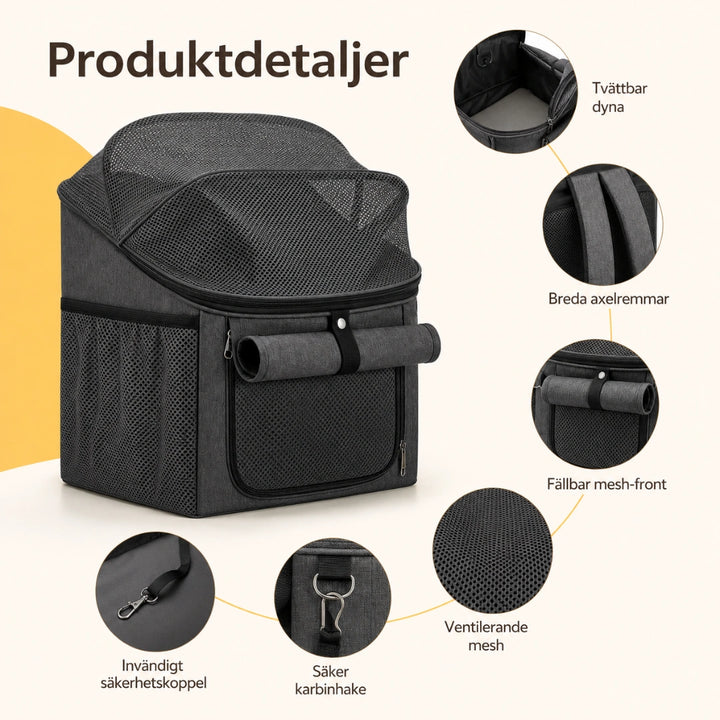 Pendlo bärväska med sidofickor och låsbar dragkedja - Djurslottet
