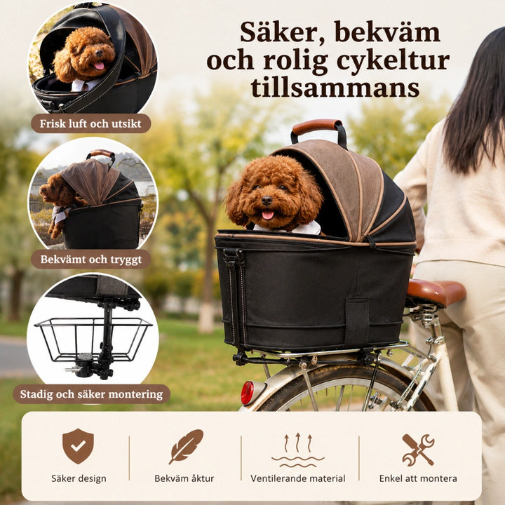 PetFuled Cykelkorg säker design med säkerhetsband och mesh - Djurslottet