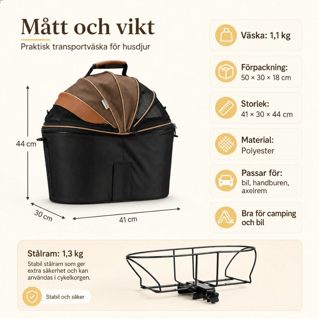PetFuled Cykelkorg storlek och mått - Djurslottet
