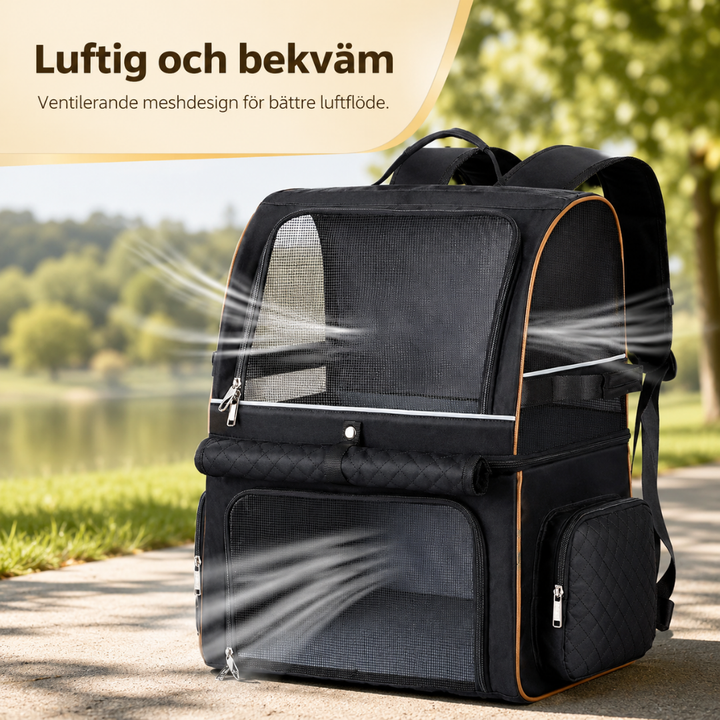 PetPacker Dubbel Ryggsäck luftig mesh ventilation - Djurslottet