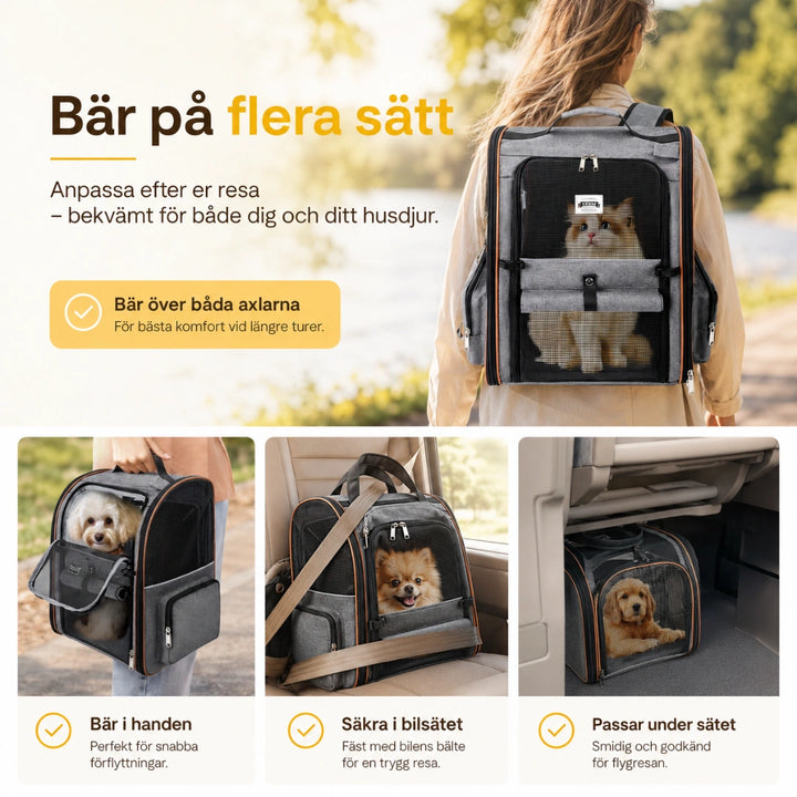 PetPacker Expanderbar ryggsäck Luftig känsla - Djurslottet 