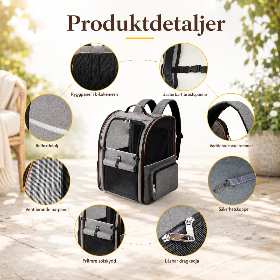 PetPacker Expanderbar ryggsäck Produktdetaljer - Djurslottet