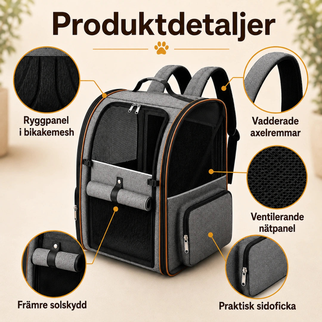 PetPacker Expanderbar ryggsäck vadderade axelremmar - Djurslottet