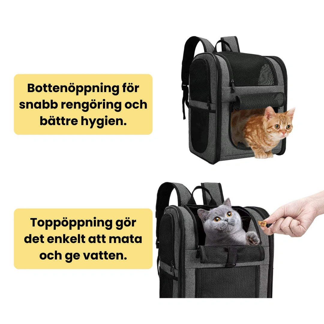 PetPacker Ryggsäck Bottenöppning för snabb rengöring och bättre hygien. - Djurslottet
