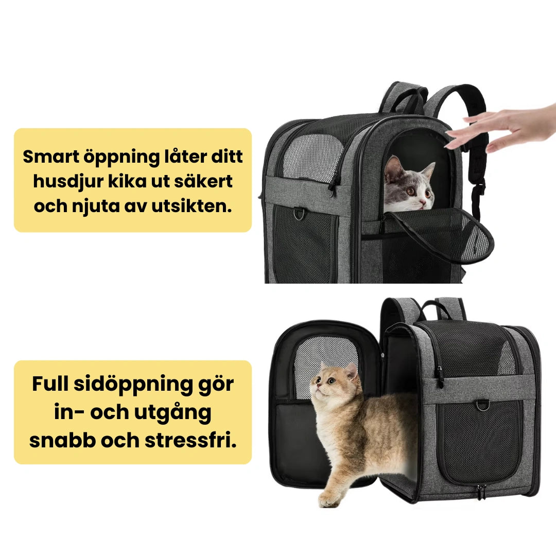 PetPacker Ryggsäck Smart öppning låter ditt husdjur kika ut säkert och njuta av utsikten. - Djurslottet