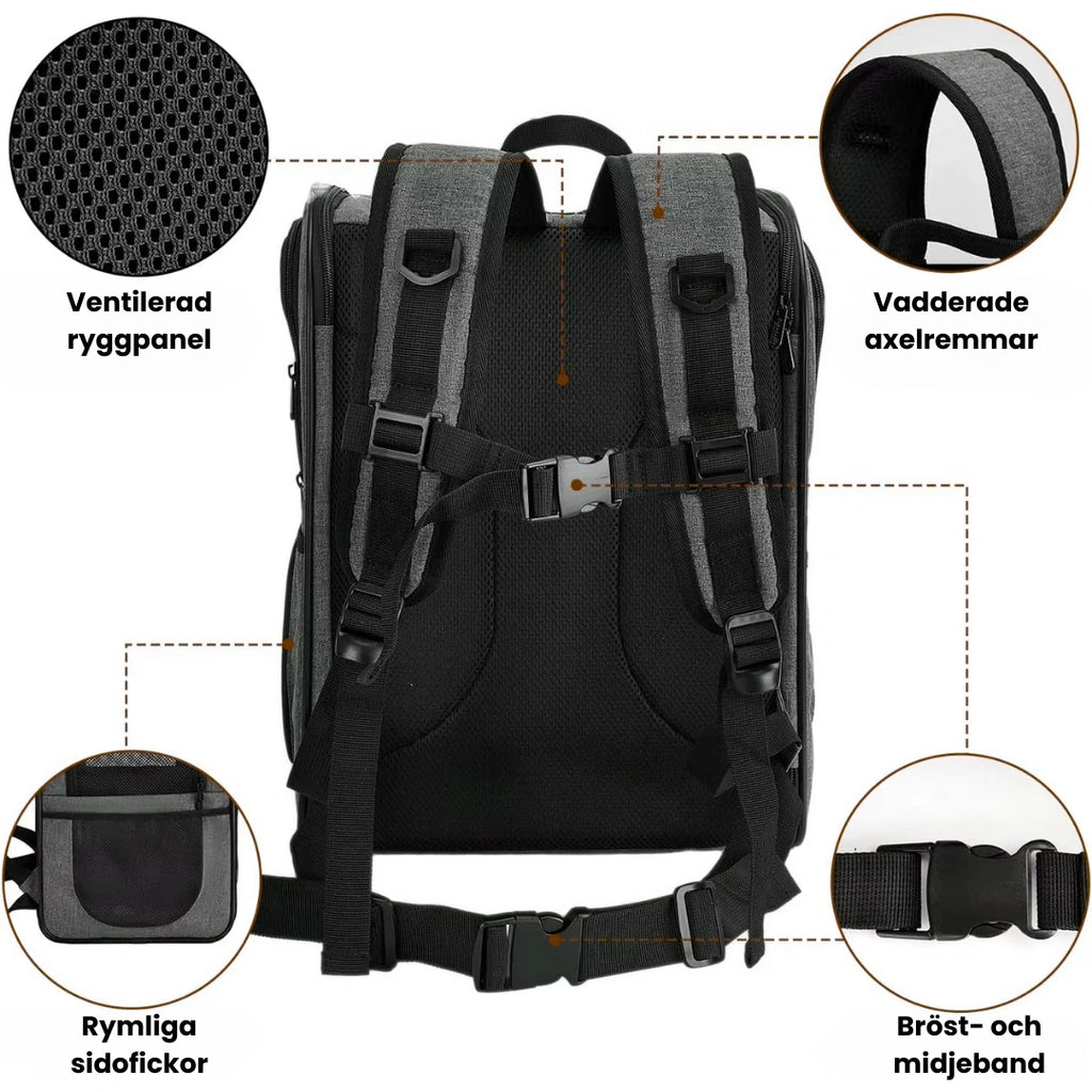 PetPacker Ryggsäck Ventilerad ryggpanel - Djurslottet