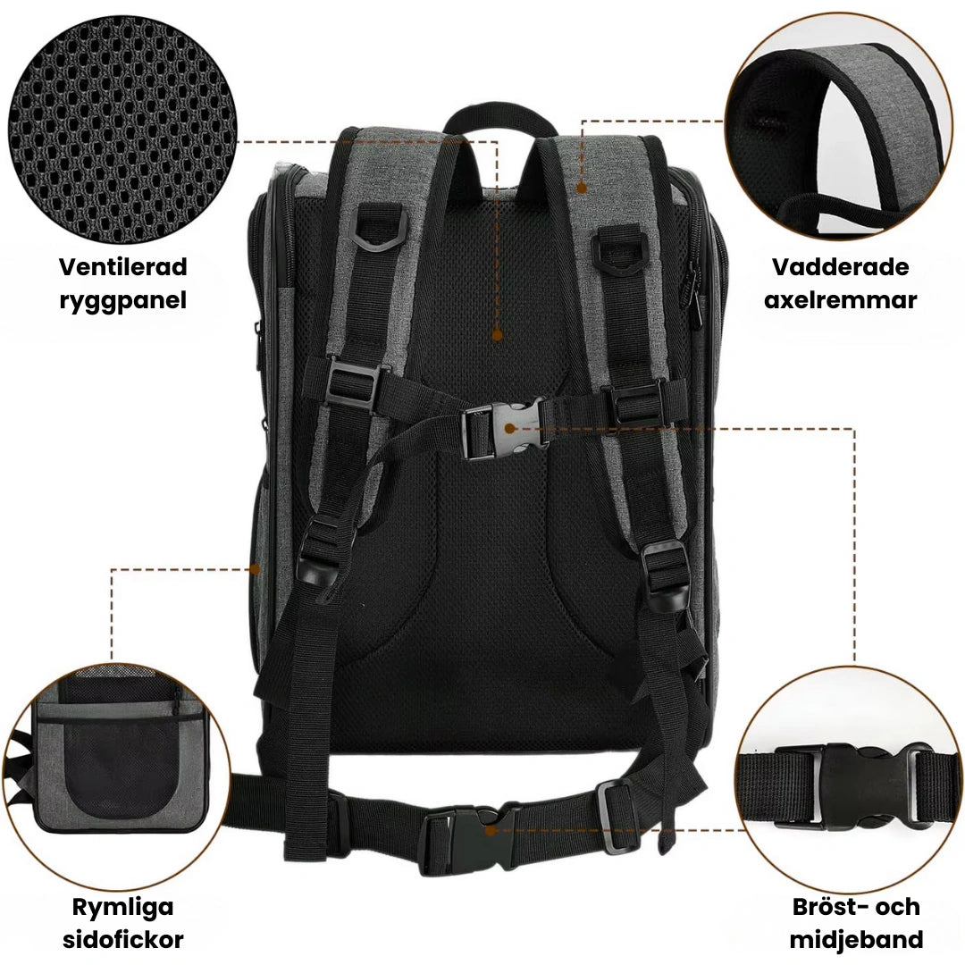 PetPacker Ryggsäck Ventilerad ryggpanel - Djurslottet