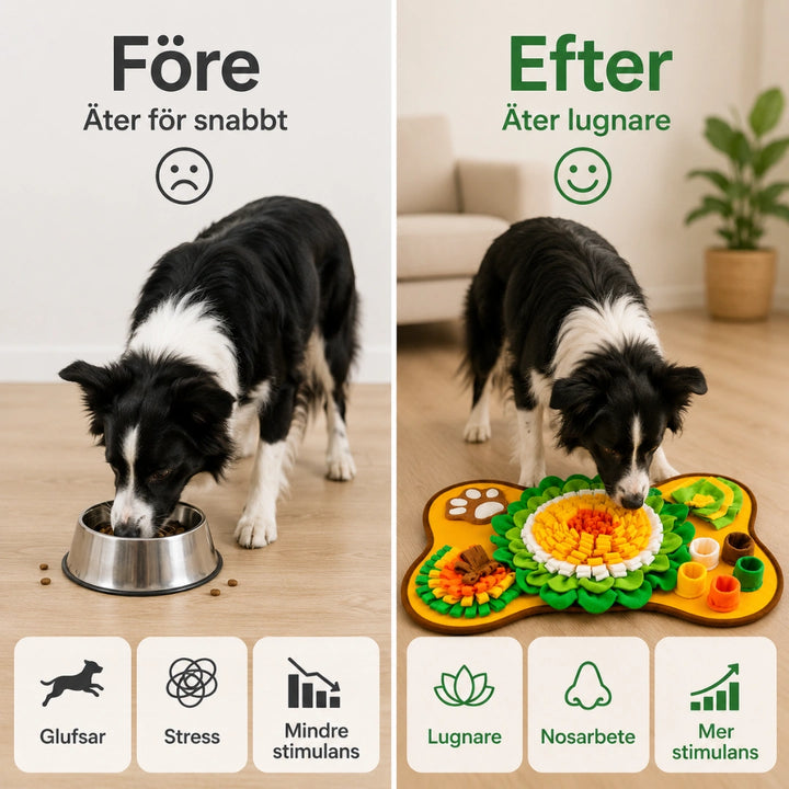 PetSniff Aktiveringsmatta vs efter - Djurslottet