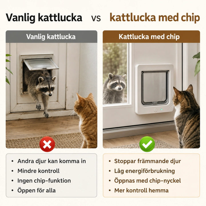 PetVent Kattlucka med chip Vanlig kattlucka vs Kattlucka med chip -\Djurslottet