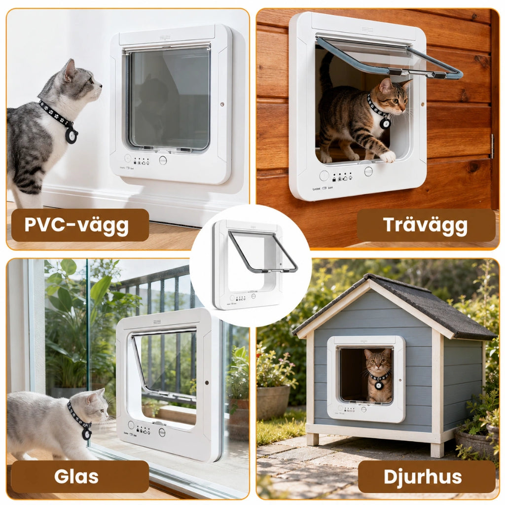 PetVent Kattlucka med chip med fjärrkontroll och 4 låslägen för full kontroll  -Djurslottet